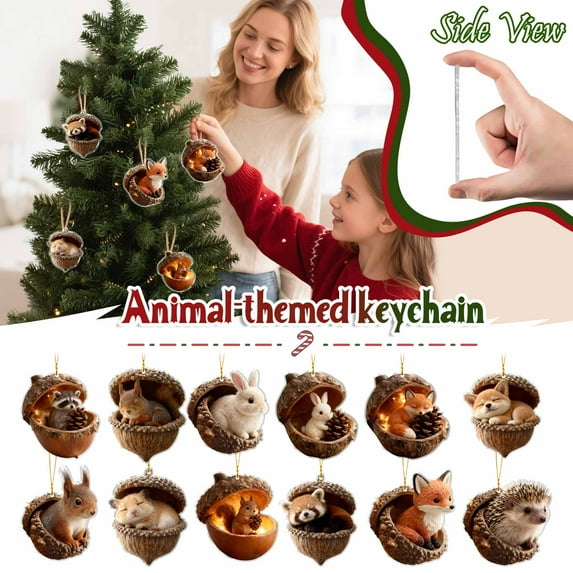 Forest Animal Acorn Ornaments, 2025 New Pine Cone Decoration, Unique Home and Party Decorations