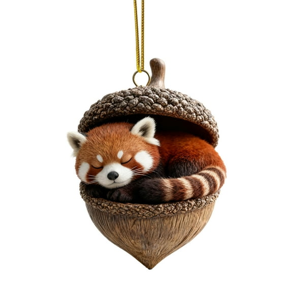 Forest Animal Acorn Ornaments 2026 Collection, Cozy Woodland Creature Christmas Decor with Pine Cone Designs, 2D Acrylic Animal Figurines in Acorn Shells for Xmas Tree Home Party Decor(1 pcs)