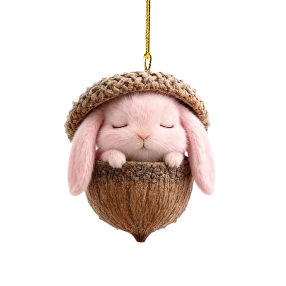 Forest Animal Acorn Ornaments, 2D Acrylic Animal Shapes Tree Ornament, Animal Christmas Ornament,Forest Animal Decoration, Acrylic Hanging Pendant for Xmas Tree Decorations, Hanging Ornament