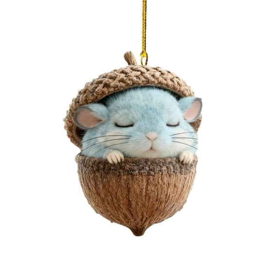 Forest Animal Acorn Ornaments, 2D Acrylic Animal Shapes Tree Ornament, Animal Christmas Ornament,Forest Animal Decoration, Acrylic Hanging Pendant for Xmas Tree Decorations, Hanging Ornament