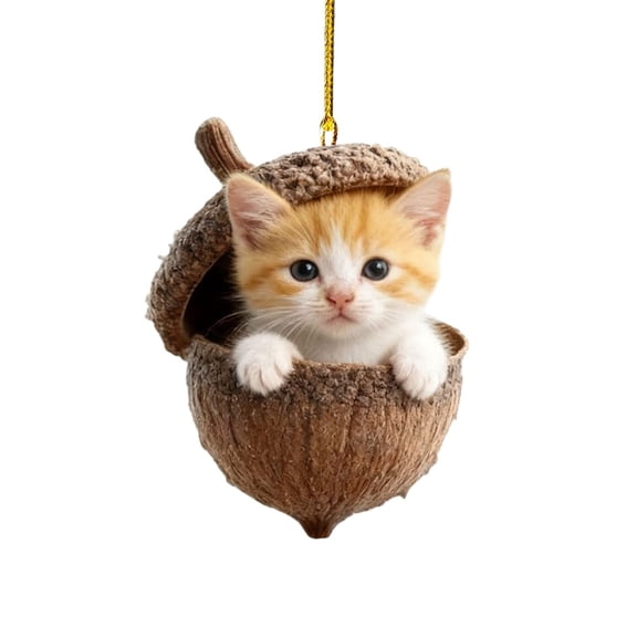 Forest Animal Acorn Ornaments, 2D Acrylic Animal Shapes Tree Ornament, Animal Christmas Ornament,Forest Animal Decoration, Acrylic Hanging Pendant for Xmas Tree Decorations, Hanging Ornament