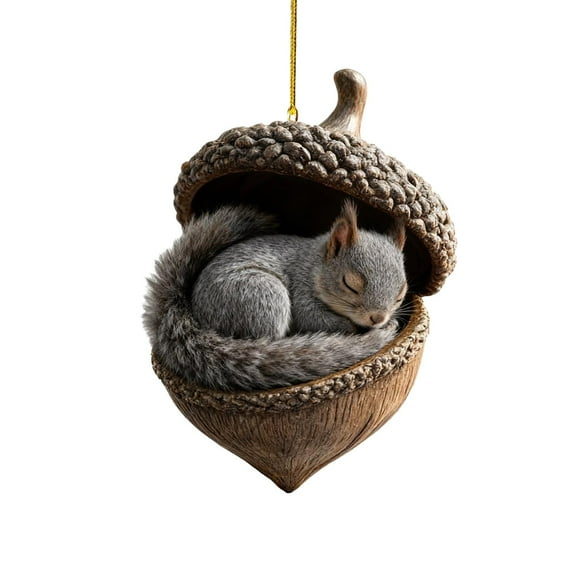 Forest Animal Acorn Ornaments, 2D Acrylic Animal Shapes Tree Ornament, Animal Christmas Ornament,Forest Animal Decoration, Acrylic Hanging Pendant for Xmas Tree Decorations, Hanging Ornament