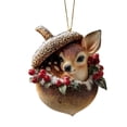 thumbnail image 1 of Forest Animal Acorn Ornaments 2D, Flat Detailed Woodland Creature Figurines in Acorn Shell, Hanging Christmas Tree Ornaments, Unique Animal Lover Gift Idea, Christmas Decor(Deer), 1 of 6