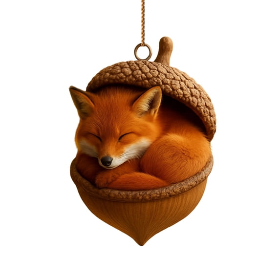 Forest Animal Acorn Ornaments 3D, Detailed Woodland Creature Figurines in Acorn Shell, Shatterproof Resin Christmas Tree Ornaments, Unique Animal Lover Gift Idea, Christmas Decor Set, C
