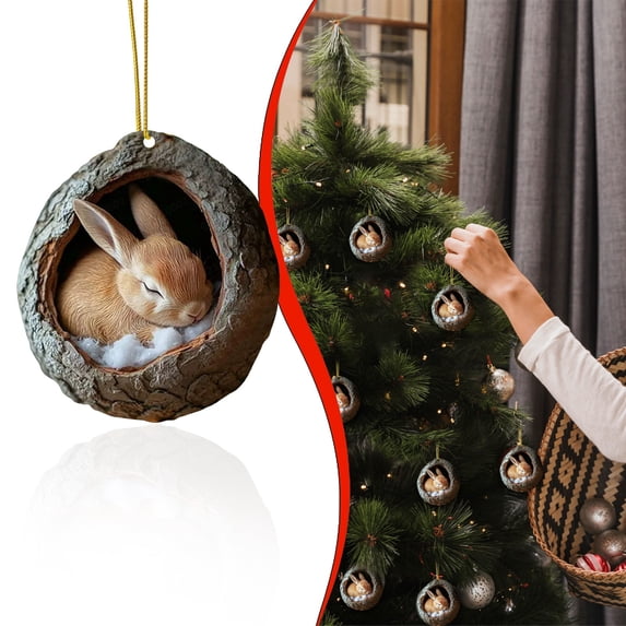 Forest Animal Acorn Ornaments,Acrylic 2D Animal Christmas Ornaments,Hanging Vintage Christmas Ornaments for Christmas Tree,Hanging Gift for Animal Lovers Home Party Decor 3.14 Inch