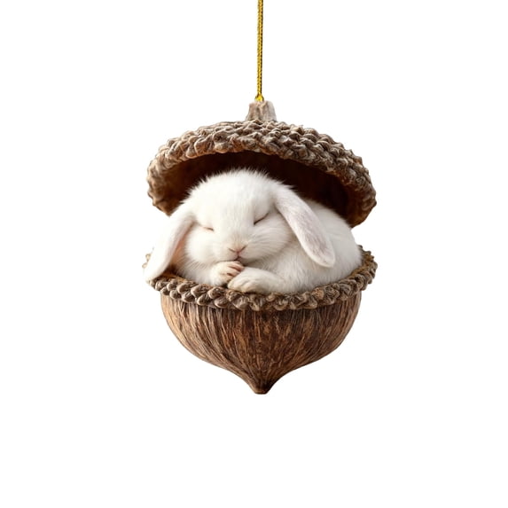 Forest Animal Acorn Ornaments, Christmas Ornaments, 2D Acrylic Cute Forest Animal Christmas Trees Hanging Decorations,Rustic Nature-Themed Home Decor, Animal Lovers Gift