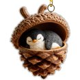 thumbnail image 1 of Forest Animal Acorn Ornaments–Cozy Forest Christmas Ornaments,2026 New Pine Cone Animal Decoration,Woodland Creature Figurine,Acrylic Hanging Ornament Home Party Décor(1Pc/3.14"),penguin, 1 of 6