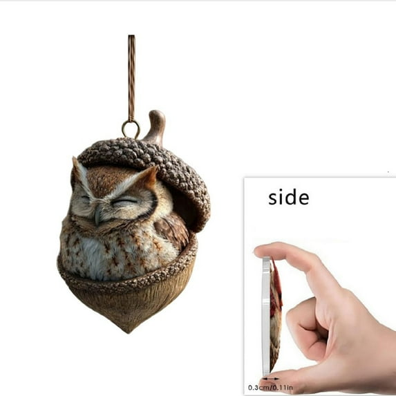 Forest Animal Acorn Ornaments – Cozy Forest Christmas Ornaments, 2026 New Pine Cone Animal Decoration, Woodland Creature Hanging Ornament,（2D Flat）owl