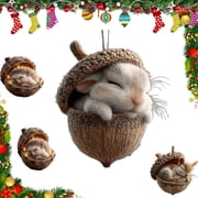 Forest Animal Acorn Ornaments ,Cozy Forest Christmas Ornaments, 2026 Pine Cone Animal Decoration, Woodland Creature Figurine, Acrylic Hanging Ornament Rustic Nature-Themed Home Decor