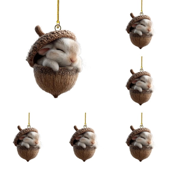 Forest Animal Acorn Ornaments – Cozy Forest Christmas Ornaments,5Pcs Acrylic Cute Forest Animal Christmas Trees Hanging Decorations,Rustic Nature-Themed Home Decor, Animal Lovers Gift