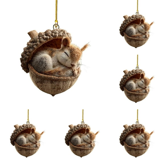 Forest Animal Acorn Ornaments – Cozy Forest Christmas Ornaments,5Pcs Acrylic Cute Forest Animal Christmas Trees Hanging Decorations,Rustic Nature-Themed Home Decor, Animal Lovers Gift