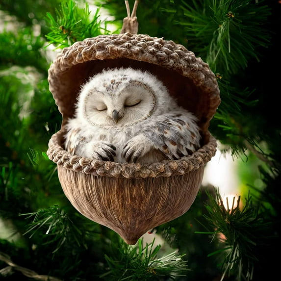 Forest Animal Acorn Ornaments Cozy Forest Christmas Ornaments, Acorn Animal Ornament, Cozy Holiday Decorations, Cute Squirrel, Fox Designs, 2D Acrylic Rustic Tree Decorations for Home & Tree