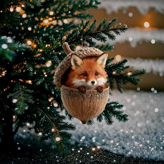 Forest Animal Acorn Ornaments – Cozy Forest Woodland Christmas Ornaments for Christmas Tree – Pine Cone Animal Decor, Squirrel Acrylic Hanging Ornament for Home Decor