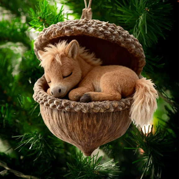 Forest Animal Acorn Ornaments,Forest Animal Acorn Ornaments Cozy Forest Christmas for Tree,Pine Cone Animal Christmas Tree Hangning Ornaments,2D Flat Woodland Creature Holiday Decor