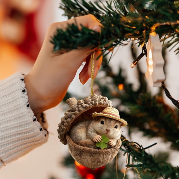 Forest Animal Christmas Ornaments 3.9'' Funny Forest Animal Ornaments for Christmas Tree, 2D Plastic Ornaments Christmas Hanging Decorations Gift for Animal Lovers&Easter Basket Stuffers
