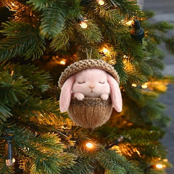 Forest Animal Christmas Ornaments - Rustic Woodland Acorn Decor with Squirrel Deer for Tree, Cozy Holiday Gift Idea