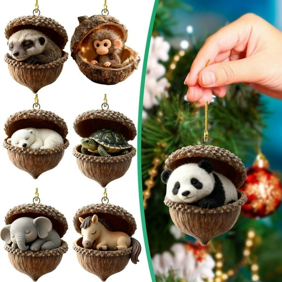 ?? Forest Animal Christmas Ornaments Set, 7PCS Woodland Acrylic Hanging Decorations, Rustic Holiday Tree Décor, Nature-Inspired Christmas 2025 Home Decoration, 3.15in