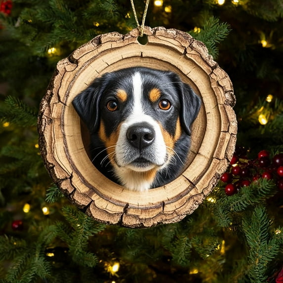 Forest Animal Christmas Ornaments Set - 8CM Acrylic Oval Tree Decorations with Gift Box, Rustic Woodland Theme Holiday Decor for Car & Fireplace