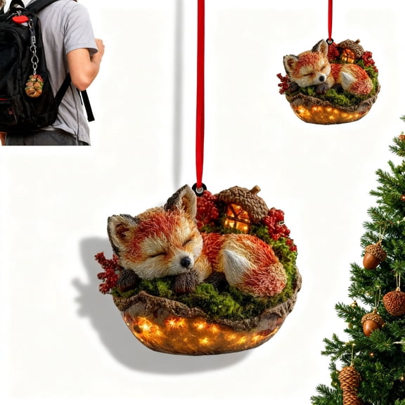 Forest Animal Christmas Pendant - 3.93in Hanging Ornament for Tree, Holiday Gift, Cute Woodland Creature Design, Durable Material, Adds Rustic Nature Ambiance to Festive Decor, 10cm, B