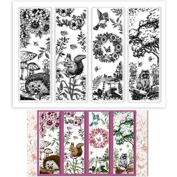 Forest Animal Clear Stamps for Card Making Squirrel Rubber Stamp Bird Transparent Craft Stamp Flower Tree Seal Stamp for DIY Scrapbooking Stamps Photo Album Craft Journal Decor