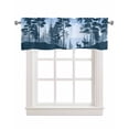 thumbnail image 1 of Forest Animal Elk Linen Curtain Valance for Bedroom/Bathroom/Kitchen/Office/Living/Dining Room Windows,Deer Trees Birds Rustic Cabin Lodge Blue Pocket Topper Drapes Decorative Cafe Drapery 54x18, 1 of 6