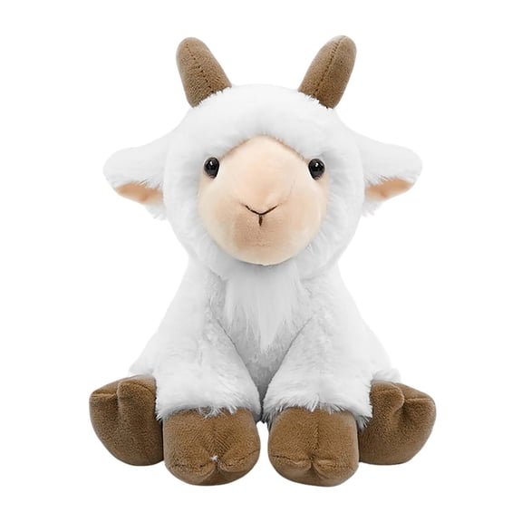 Forest Animal Plush Toys Set - Sitting Donkey, Goat, Deer, Raccoon, Zebra, Pig & Lion Figurines for Kids Room Decor