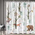 thumbnail image 1 of Forest Animal Shower Curtain Rustic Forests Bathroom Curtains Moose Bear Deer Fox Spring Floral Plants Cute Wildlife Green Leaf Nature Scenic Watercolor Bathtub Decor with Hooks 84 x 70 in, 1 of 6