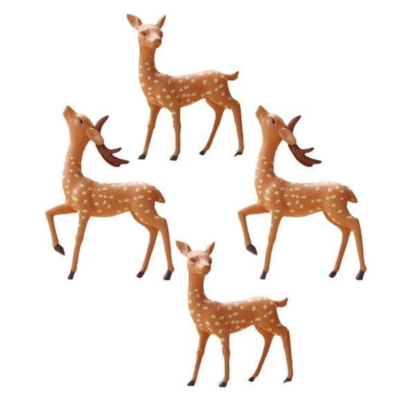 Forest Animal Statues Miniature Toy Cake Decoration Small Ornaments 4 Pcs Craft Figurines Christmas Decorations Models Childrens Gifts Pvc