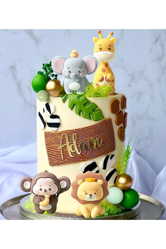 Forest Animal Theme 3D Cake Decoration Set - Multi-shaped Animals and Colorful Ball Baking Accessories