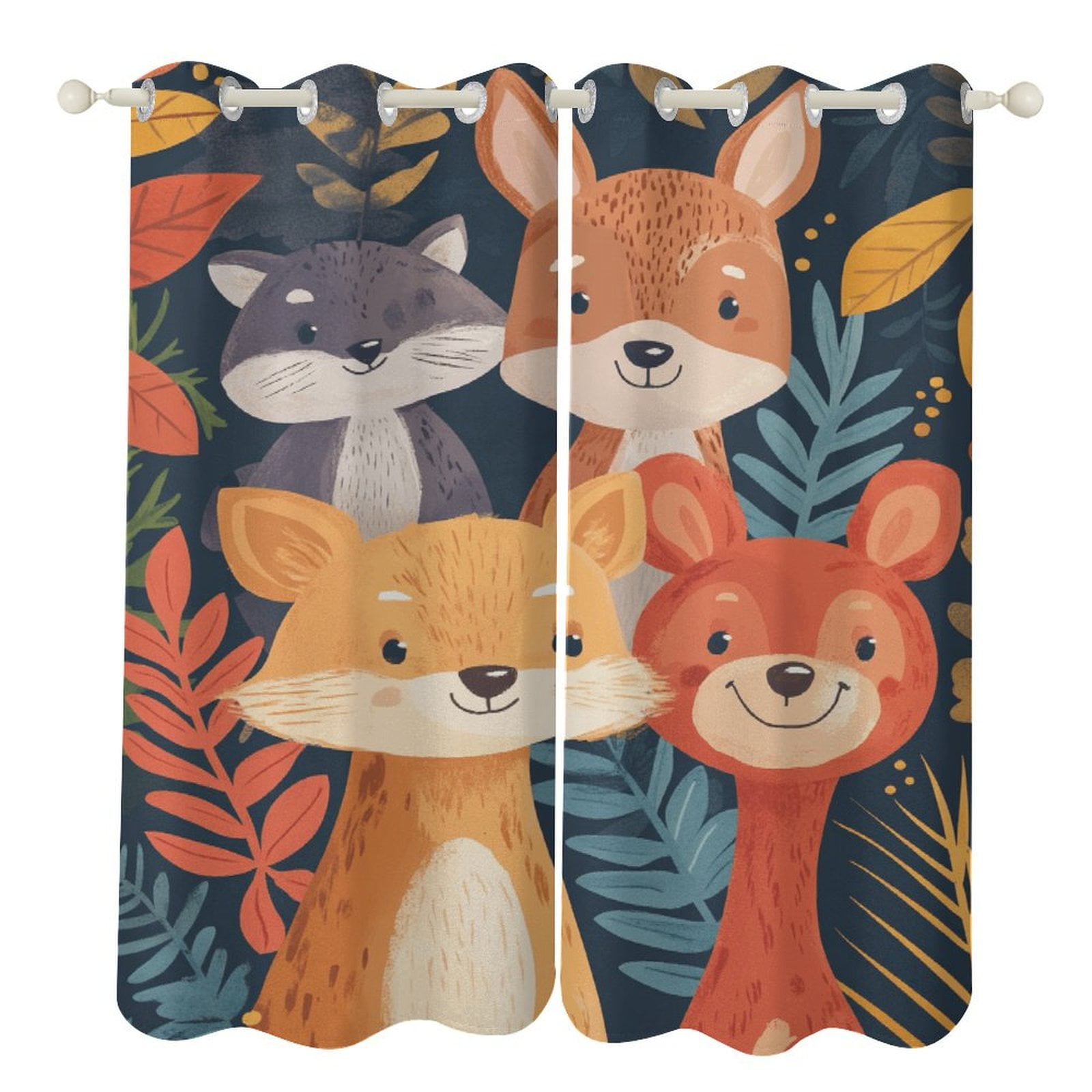 Forest Animals (18) 2 Panel Curtain Set, Watercolor Painting Window ...