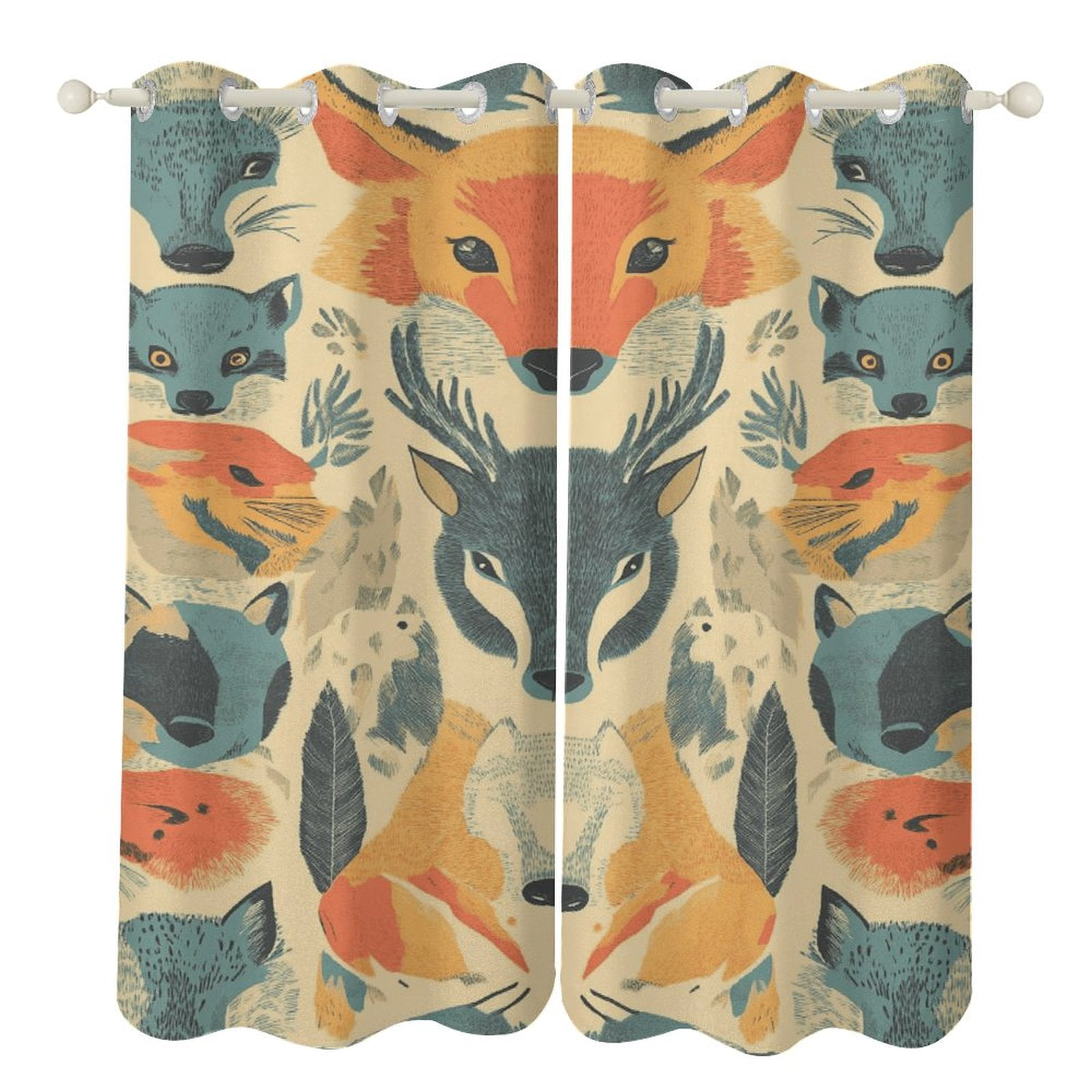 Forest Animals (6) Curtains Aesthetic Envrionmental Friendly Picture