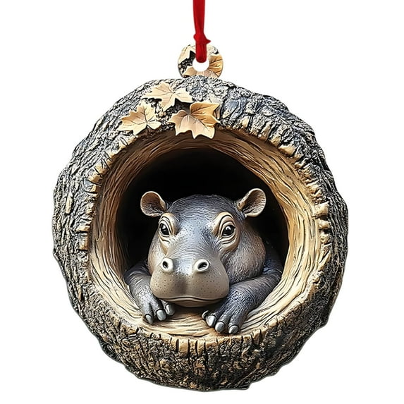 Forest Animals Acrylic Christmas Ornaments, Oval Print Holiday Tree Decor, Woodland Themed Hanging Decoration for Gift and Home