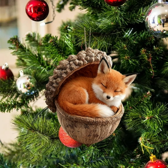 Forest Animals Christmas Ornaments Mini Acrylic Animal Figurines for Xmas Tree Decor Holiday Gift for Nature Lovers(G)