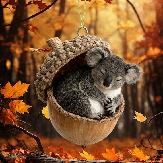 Forest Animals Christmas Ornaments Woodland Creature Acorn Decorations 4 inch Handcrafted Acrylic Sleeping Fox Bunny Owl Squirrel Hedgehog Ornaments for Christmas Tree Holiday Decor