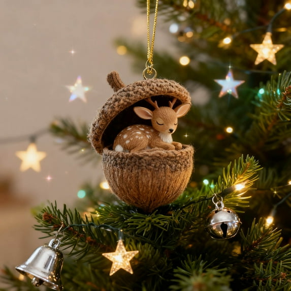 Forest Animals Christmas Ornaments , Woodland Creature Decorations for Holiday Tree, Rustic Farmhouse Xmas Decor, Miniature Figurines, Festive Gift for Home Party Decorating