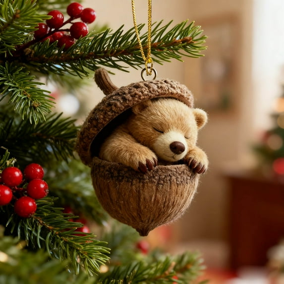 Forest Animals Christmas Ornaments , Woodland Creature Decorations for Holiday Tree, Rustic Farmhouse Xmas Decor, Miniature Figurines, Festive Gift for Home Party Decorating