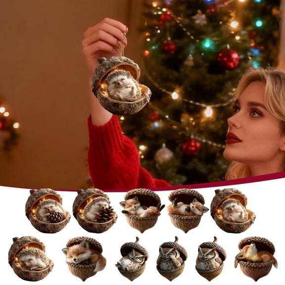 Forest Animals Christmas Tree Pendant, Holiday Ornament Decorations for Christmas Tree, Family Gathering Stocking Stuffer, Woodland Creature Figurine for Mantel Display and Seasonal Sopatenor