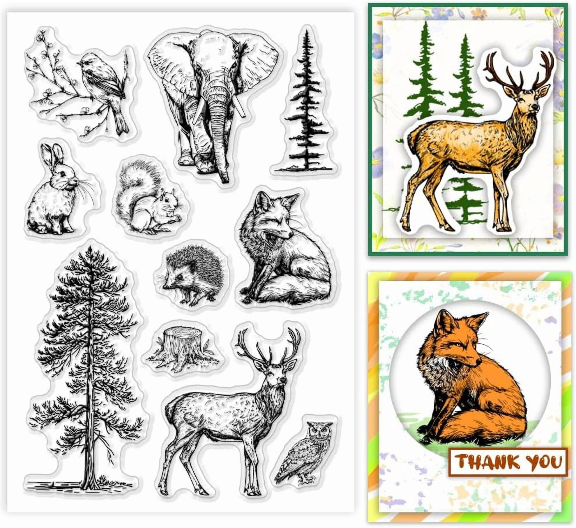 Forest Animals Clear Stamps Tree Silicone Stamps Rubber Stamp Seals ...