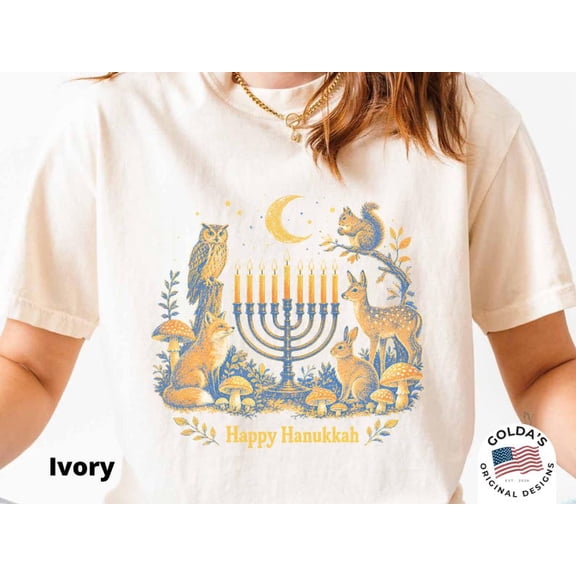 Forest Animals Menorah Shirt, Hanukkah T-shirt, Festival of Lights Shirt, Hanukkah Gift Idea