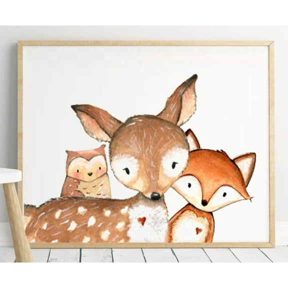 Forest Animals Prints For Nursery, Friends Wall Art, Woodland Print Set, Woodland Baby Animals, Nursery Animals, Forest Friends, Wall Art, Modern Wall Decor, 12x18 UNFRAMED