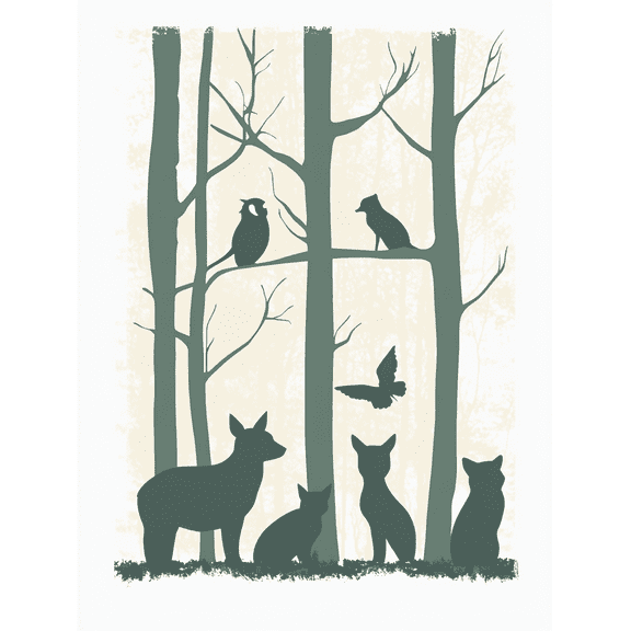 Forest Animals Silhouette Canvas Wall Art Suitable for Living Room Bedroom Office Nursery and Dining Room Decoration.