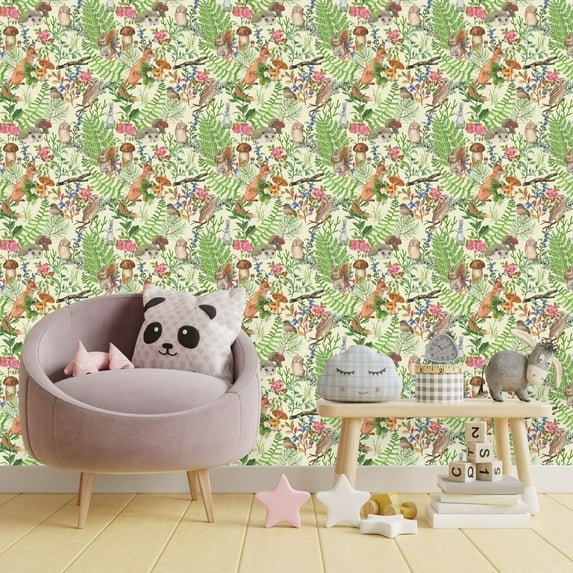Forest Animals Wallpaper for Kids Pre-Pasted - 25"W x 225"H