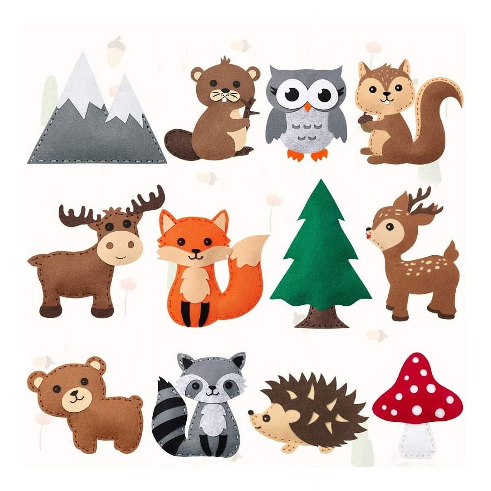 Woodland Felt Animals Sewing Kit, Bunny, Squirrel and Mushroom – Little  Dear Shop