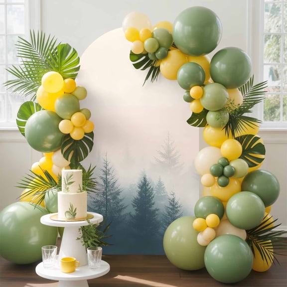 Forest Arch Backdrop Cover, 6FT, Summer Dark Green Woodland Nature Scenery Farmhouse Spandex Arch Covers Double-Sided Backdrop for Wedding Birthday Party Photo Background Decoration