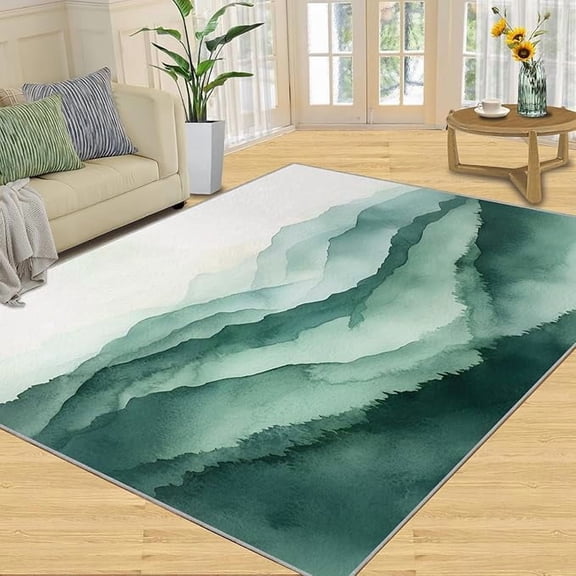 Forest Area Rug, Green Forest Rug, Pine Tree Rugs for Living Room Bedroom, Indoor Non-Slip Rugs, Machine Washable Carpet for Front Entrance Floor Decor 2 x 3ft