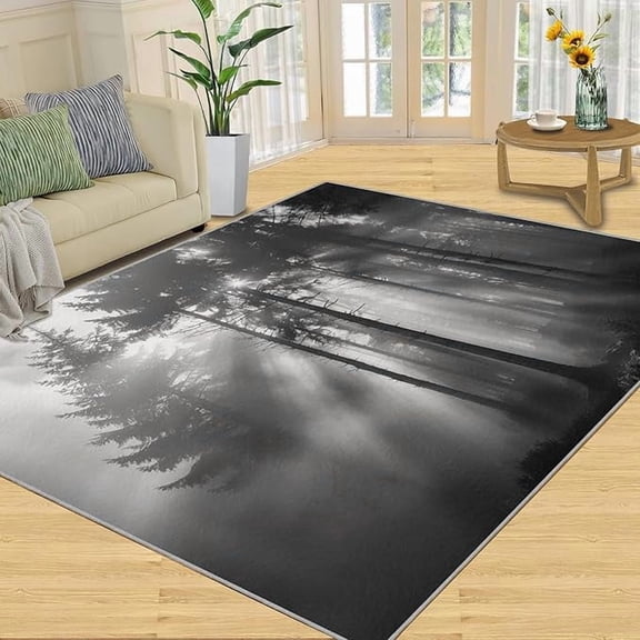 Forest Area Rugs, Secret Forests Rug for Bedroom Light Shadow Carpet Forests Theme Rug Boy Room Decor Forest Rugs for Living Room 4 x 6ft
