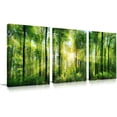 thumbnail image 1 of Forest Art Canvas Wall Decor: 3 Panel Nature Wall Art Landscape Paintings Trees Green Pictures Sunrise Scenery Wall Decor for Living Room Bedroom Office Bathroom(only canvas), 1 of 6
