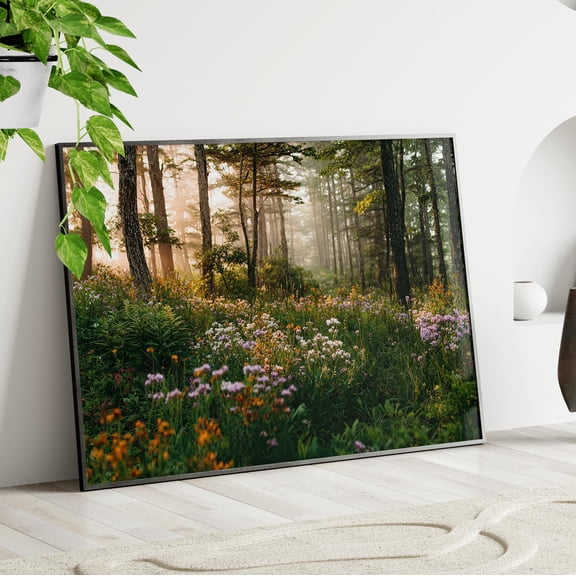 Forest At Dusk Photography Poster Or Poster Wildflower Meadow Wall Art Spring Summer Greenery Poster Woodland Nature Wall Decor, Poster Only