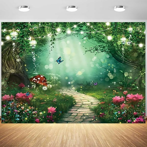 Forest Backdrop Fairy Spring Garden Wonderland Photography Background Girls Birthday Baby Shower Party Banner Decorations Wallpaper Photo Studio Props