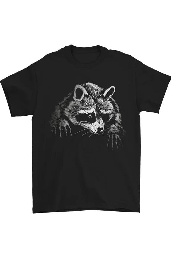 Forest Bandit with Eyepatch Cute Mischievous Animal Art T-Shirt, up to size 5XL